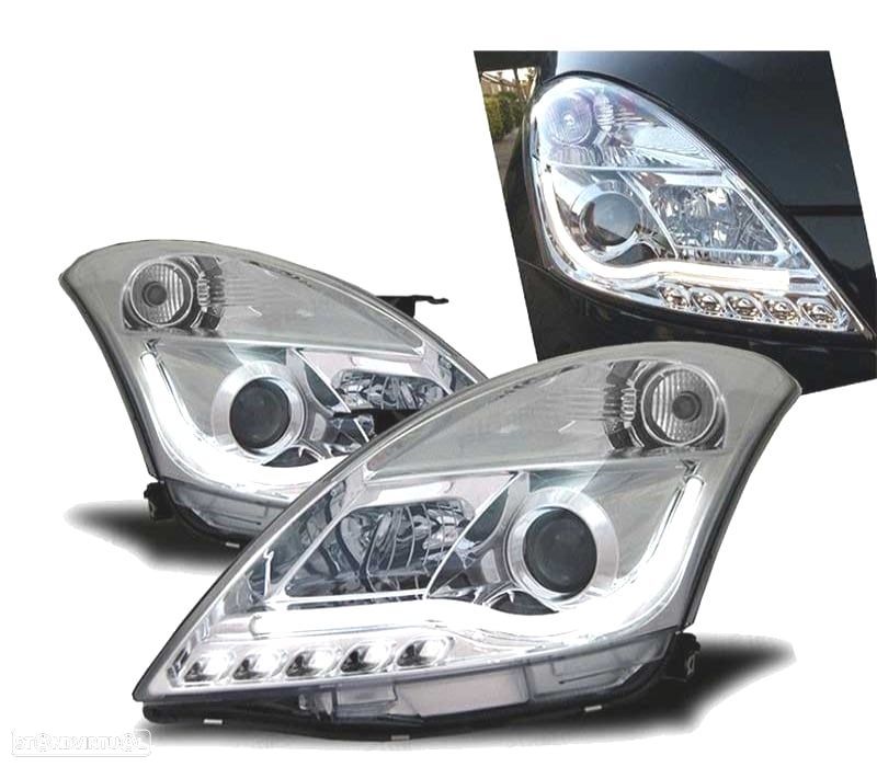 FAROIS FRONTAIS SUZUKI SWIFT 10- TUBE LIGHT FUNDO CROMADO - 1