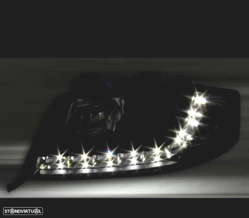 FARÓIS AUDI A6 4B 01-04 LUZ DIURNA LED FUNDO NEGRO - 2