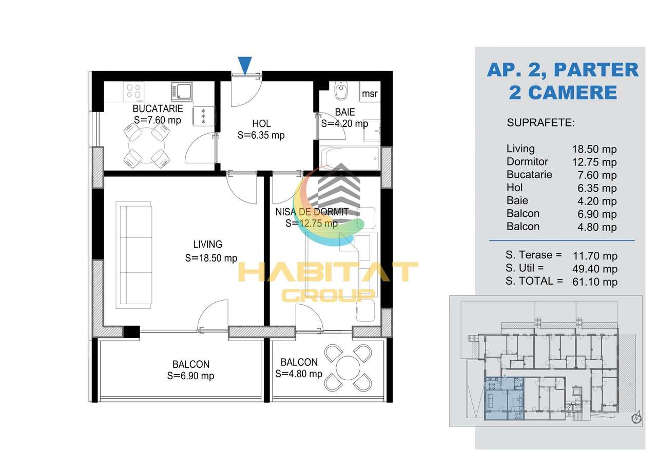 Pallady 2 camere decomandat 61 mp doar 15 min. metrou Teclu - Imagine principală: 2/16