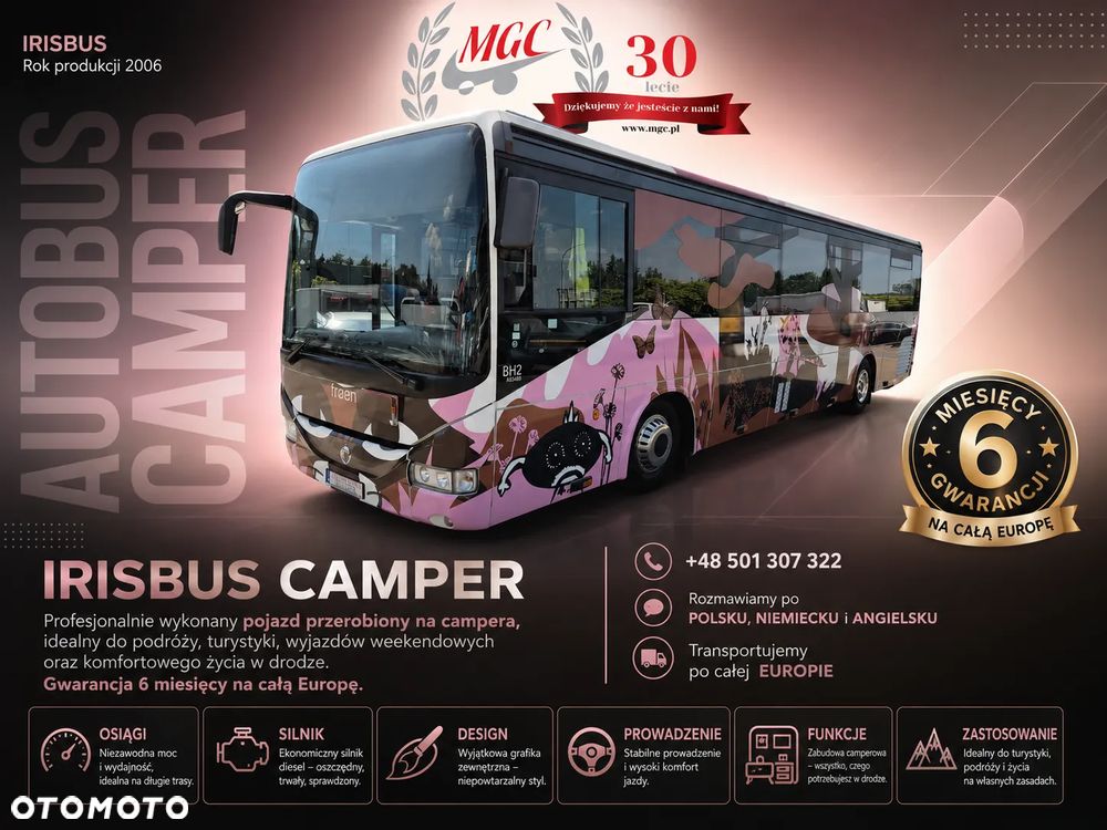 Irisbus KAMPER / AUTOBUS / NOWA ZABUDOWA / SOLAR NA DACHU / ŁAZIENKA / KUCHENKA / STAN IDEALNY / 2 PRZETWORNICE - 2