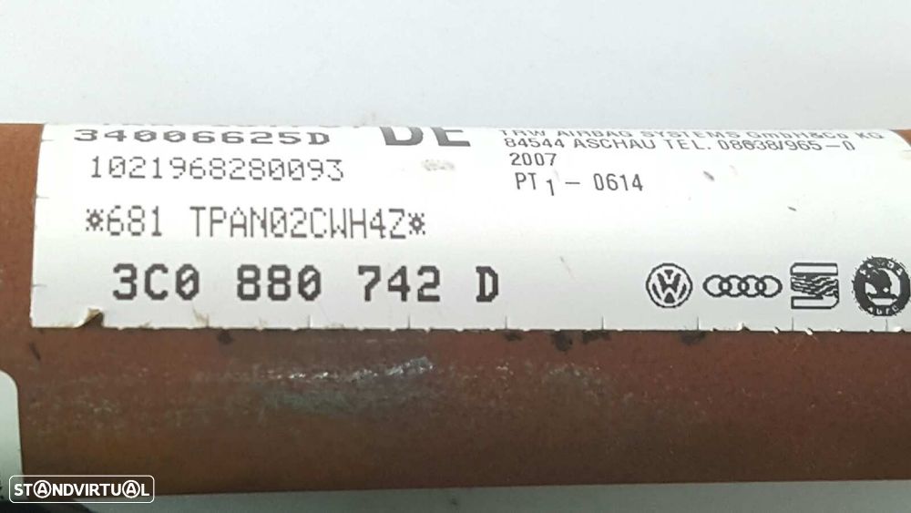 AIRBAG CORTINA FRENTE DIREITO VOLKSWAGEN PASSAT VARIANT (3C5) ADVANCE - 2