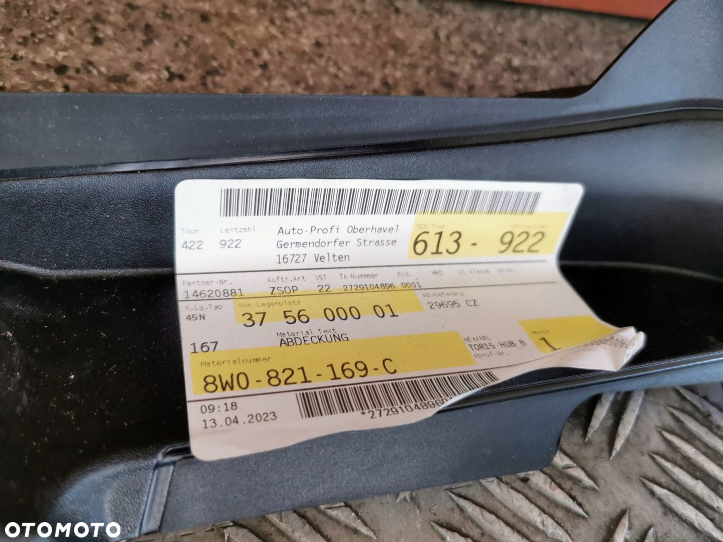 Nowa Osłona Błotnika AUDI OE 8W0821169C - 3