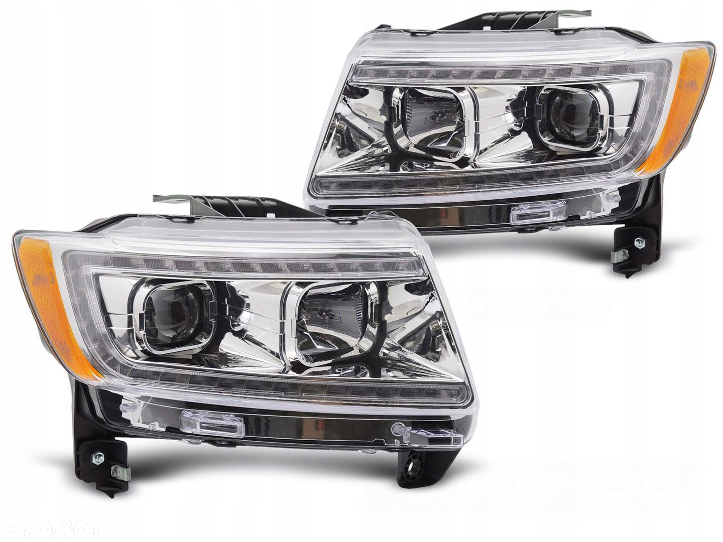 Reflektory Lampy kpl Diody Soczewka Clear Chrom Jeep Grand Cherokee WK2 10- - 4