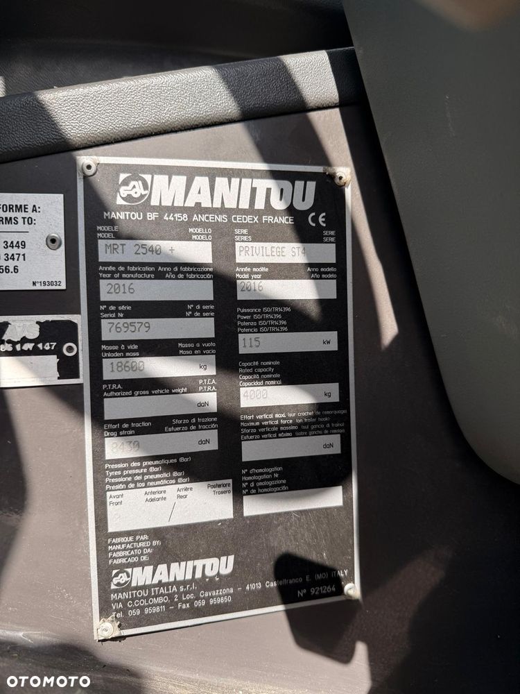 Manitou MRT 2540 + PRIVILEGE ŁADOWARKA TELESKOPOWA 2016 5600 MTH - 25