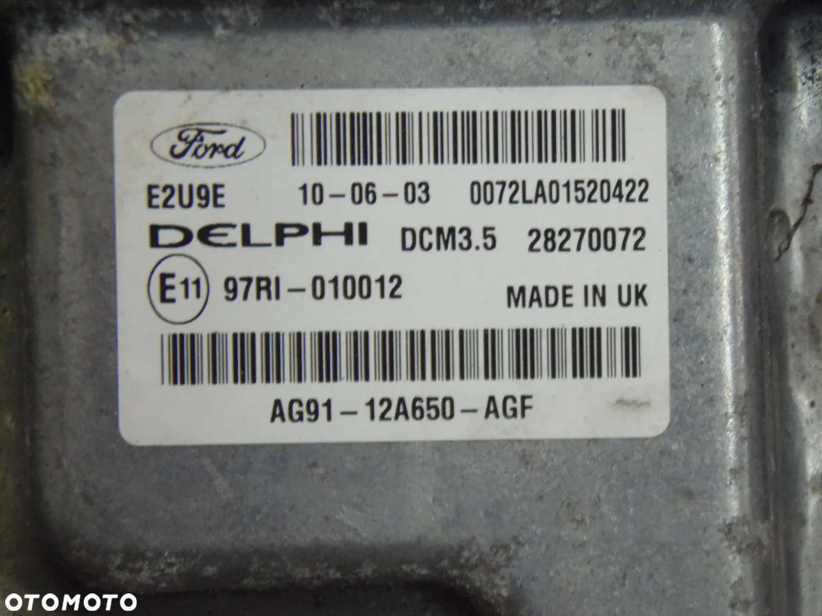 FORF MONDEO MK4 2,0TDCI STEROWNIK SILNIKA 97RI-010012 AG9112A650AGF 2012R - 2