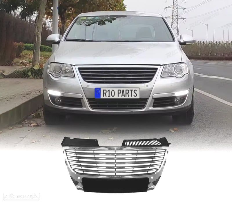GRELHA FRONTAL VOLKSWAGEN VW PASSAT PDC 05-10 CROMADA PRETO - 1