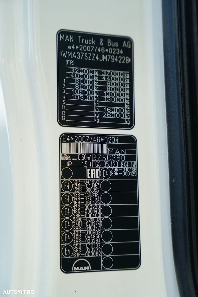 MAN TGS 35.420 / 8X4 / BASCULATOR 2 LATURĂ / MEILLER KIPPER / HYDROBRA / AUTOMAT / EURO 6 - 38