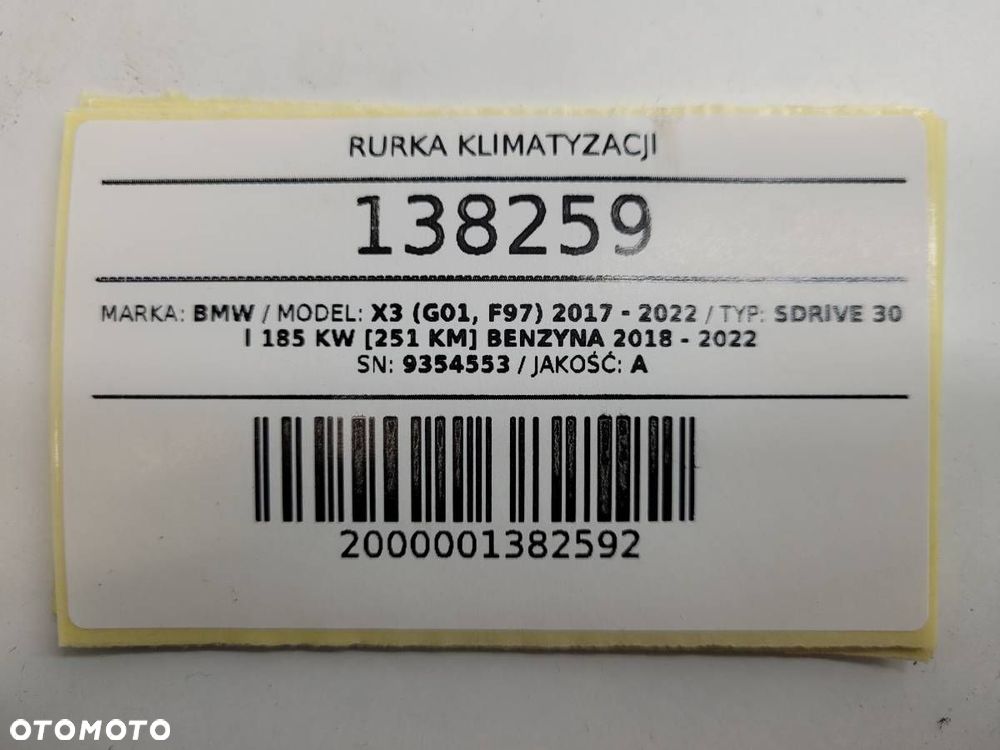 RURKA WĄŻ PRZEWÓD KLIMATYZACJI 2.0 B BMW X3 G01 9354553 - 7