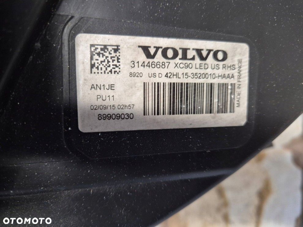Reflektor Przód strona prawa Volvo XC90 31446687 usa 4 moduły - 15