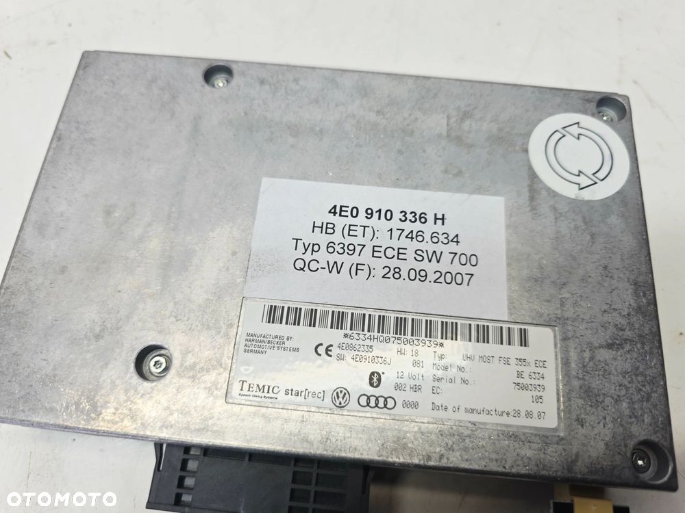 MODUŁ BLUETOOTH AUDI A4 A5 A6 Q5 Q7 4E0862335 4E0910336H - 4