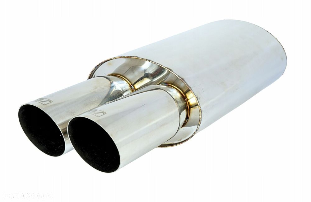 Tłumik Końcowy PRZELOTOWY wejście 63mm Końcówka 2x76mm JDM nierdzewka - 2