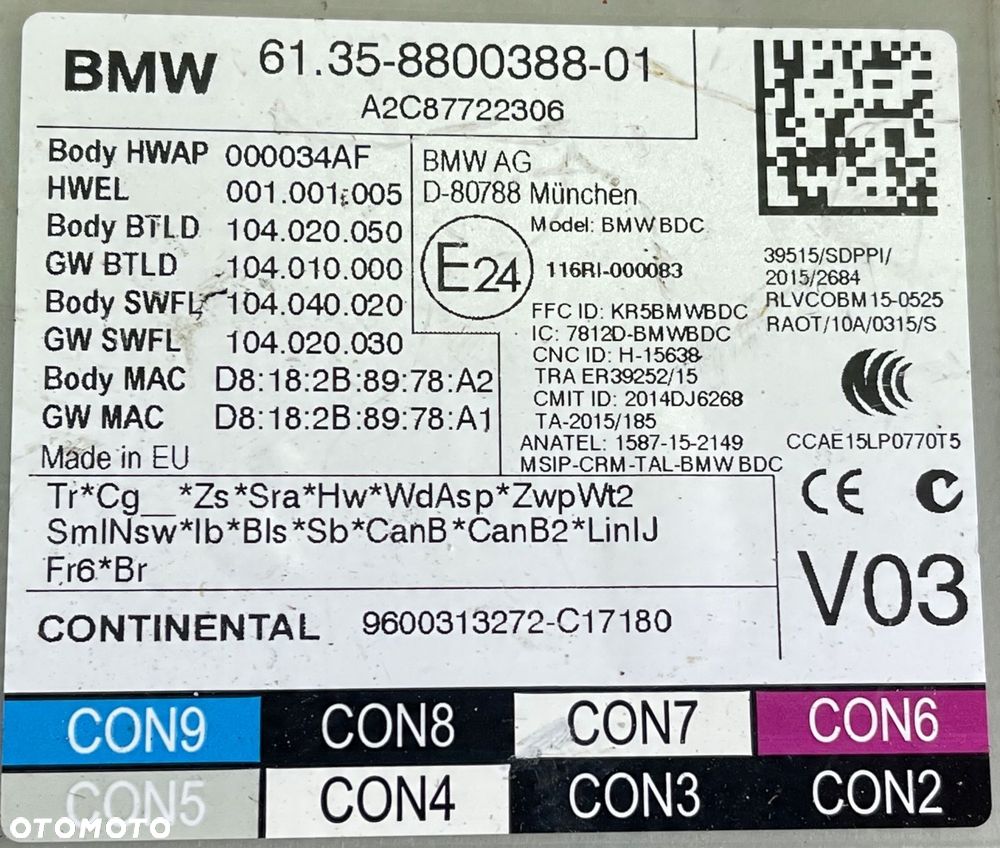 M59 BMW X1 F48 MODUŁ STEROWNIK BDC FEM 8800388 - 14
