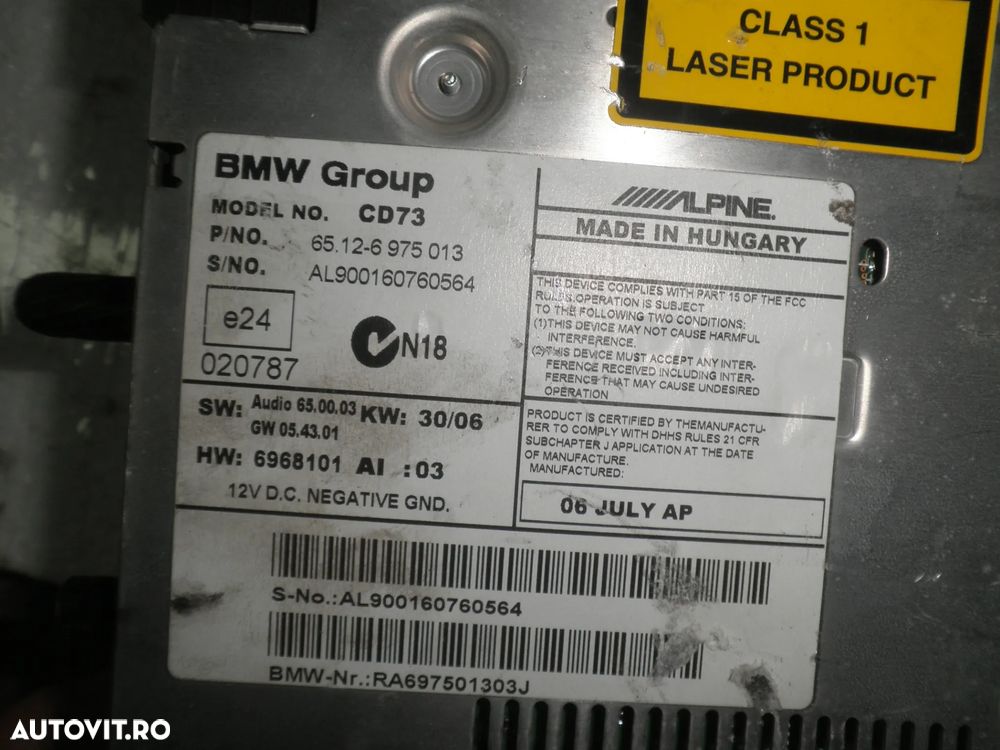 Radio CD BMW Seria 3 E90 E91 E92 65129144776 9144776 6975013 - 4