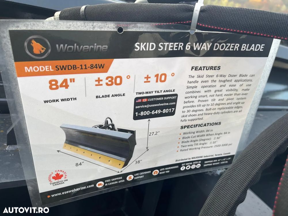 Lama Buldozer pentru mini incarcatoare Bobcat, Caterpillar, latime de 2130 mm - 9