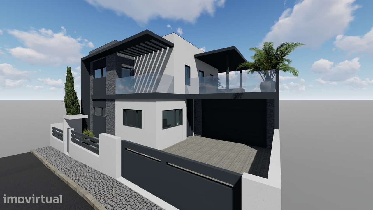 Terreno urbano com projeto aprovado para moradia T4 com piscina