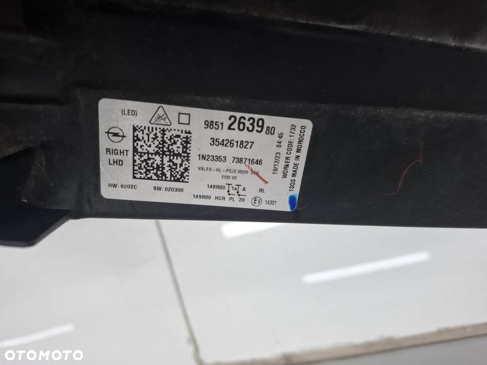 LAMPA PRAWA PRZEDNIA PRZÓD OPEL CORSA F LIFT FULL LED 9851263980 IDEALNA - 12