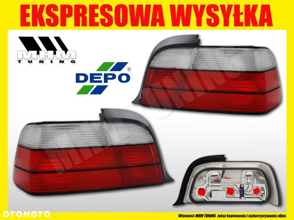LAMPY TYLNE L+R KPL BIAŁY MIGACZ M3-LOOK M-PAKIET BMW 3 E36 COUPE CABRIO - 2