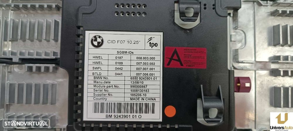 TELA/ECRÃ MULTIFUNÇÕES BMW SERIE 5 GRAN TURISMO (F07) 535D XDRIVE - 4