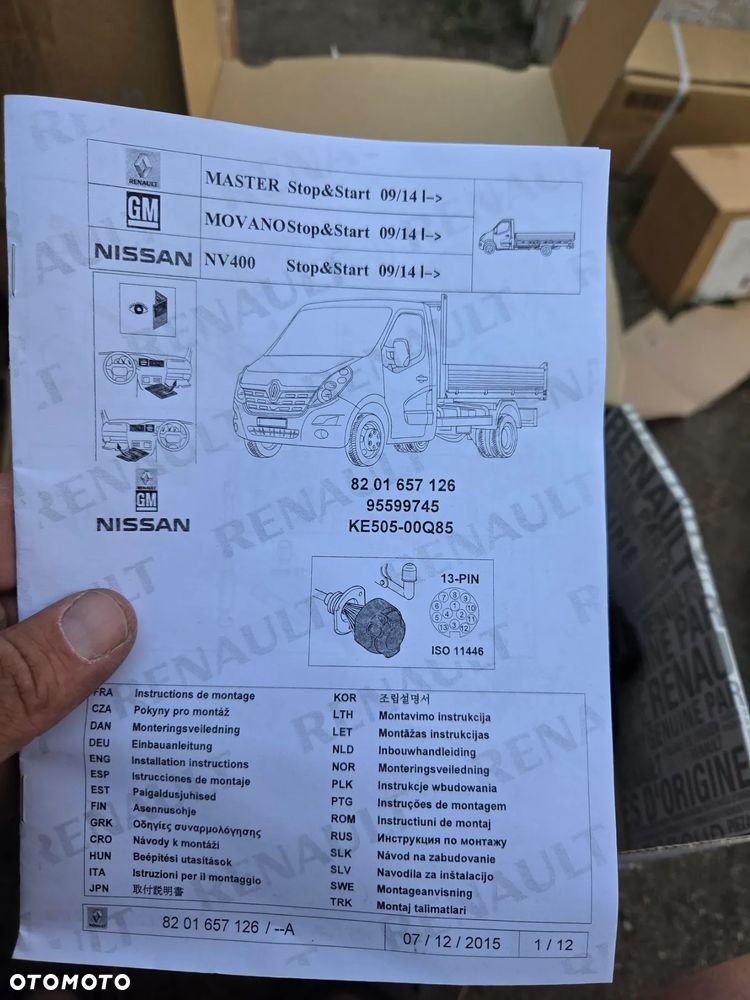 Wiązka Haka Holowniczego Renault Master III Opel Movano B Nissan NV400 Skrzyniowy 95599745 8201657126 KE505-00Q85 - 4