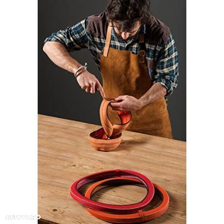 Husa volan Artisan, Handmade fabricata din piele sintetica, diametru 37-39 cm, culoare albastru - 2