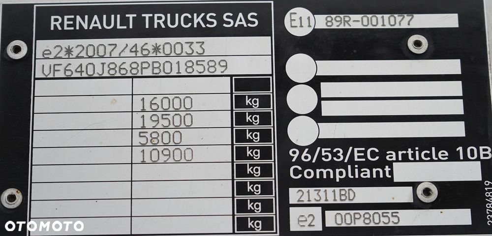 Renault / D 16 / 280 / ACC / EURO 6 / KONTENER + WINDA / ŁAD. 9095 KG / 18 PALET - 11