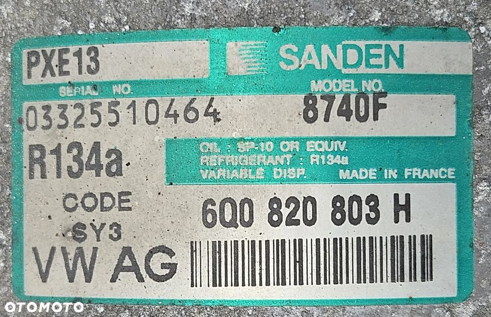 VW Polo Skoda Fabia  Seat Ibiza 1.4 16V kompresor sprężarka klimatyzacji 6Q0820803D 6Q0820803H  6Q0820803RR - 2