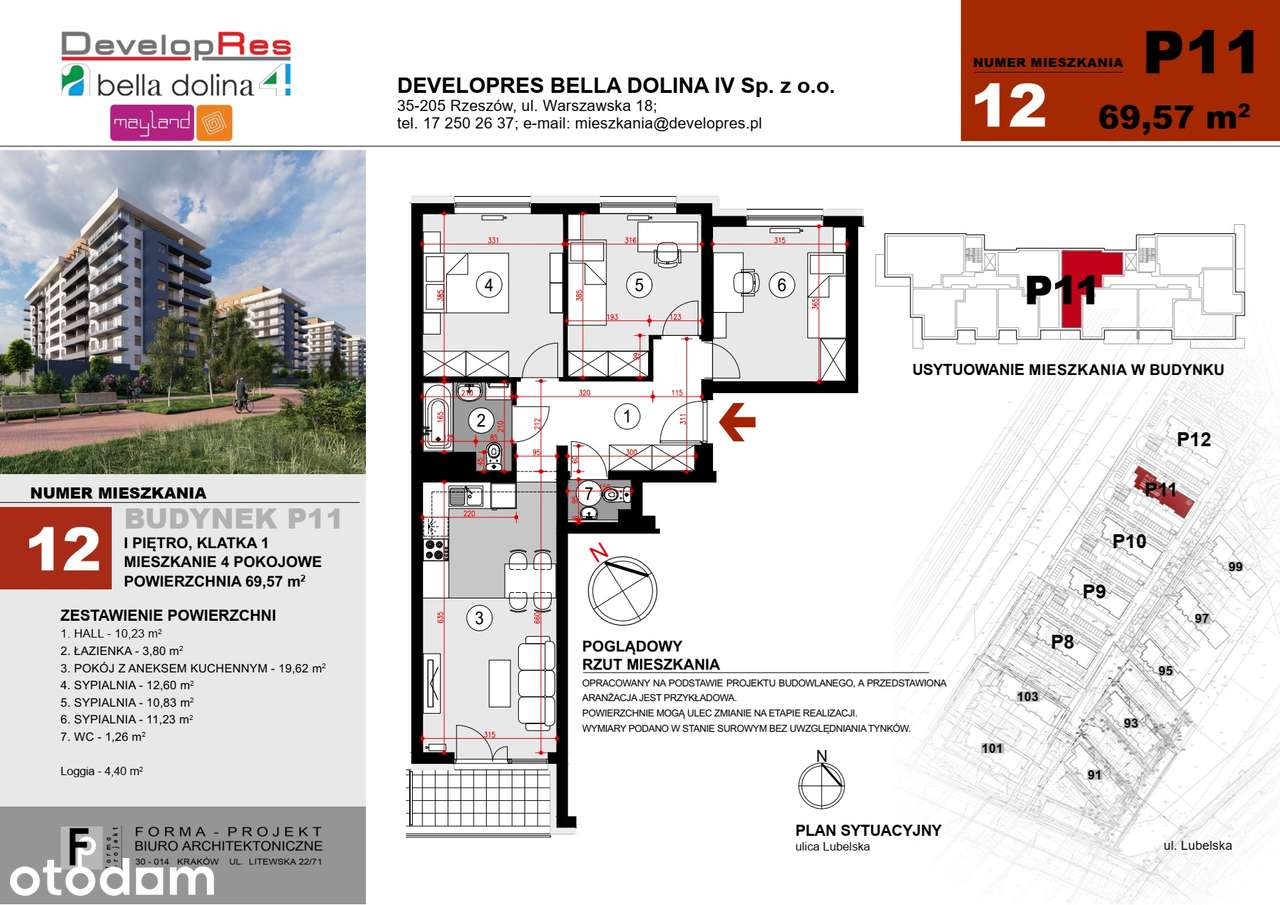 Rodzinne 69,57 m² na 1 piętrze - P11-12
