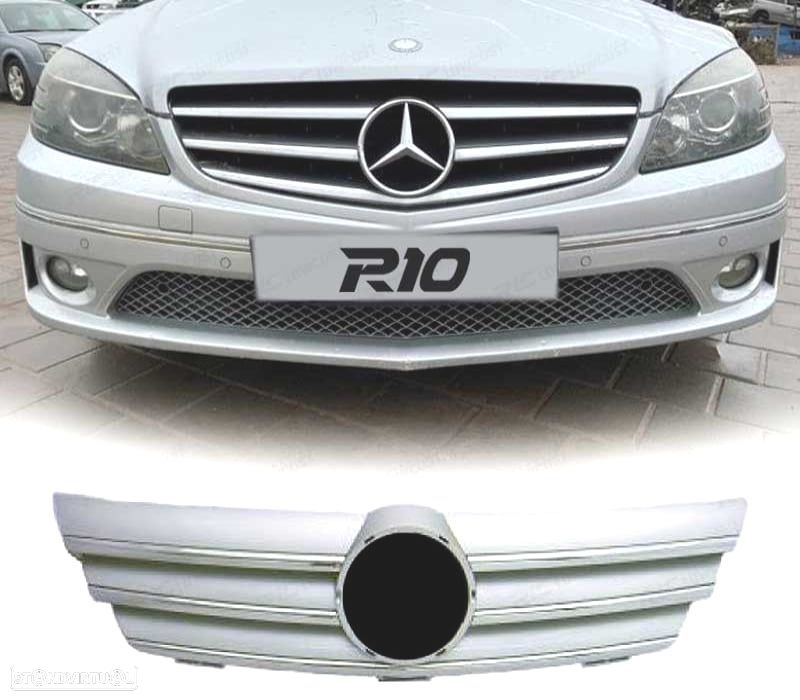 GRELHA FRONTAL SPORT MERCEDES C W203 COUPE 00-04 PRATA CROMADO - 1