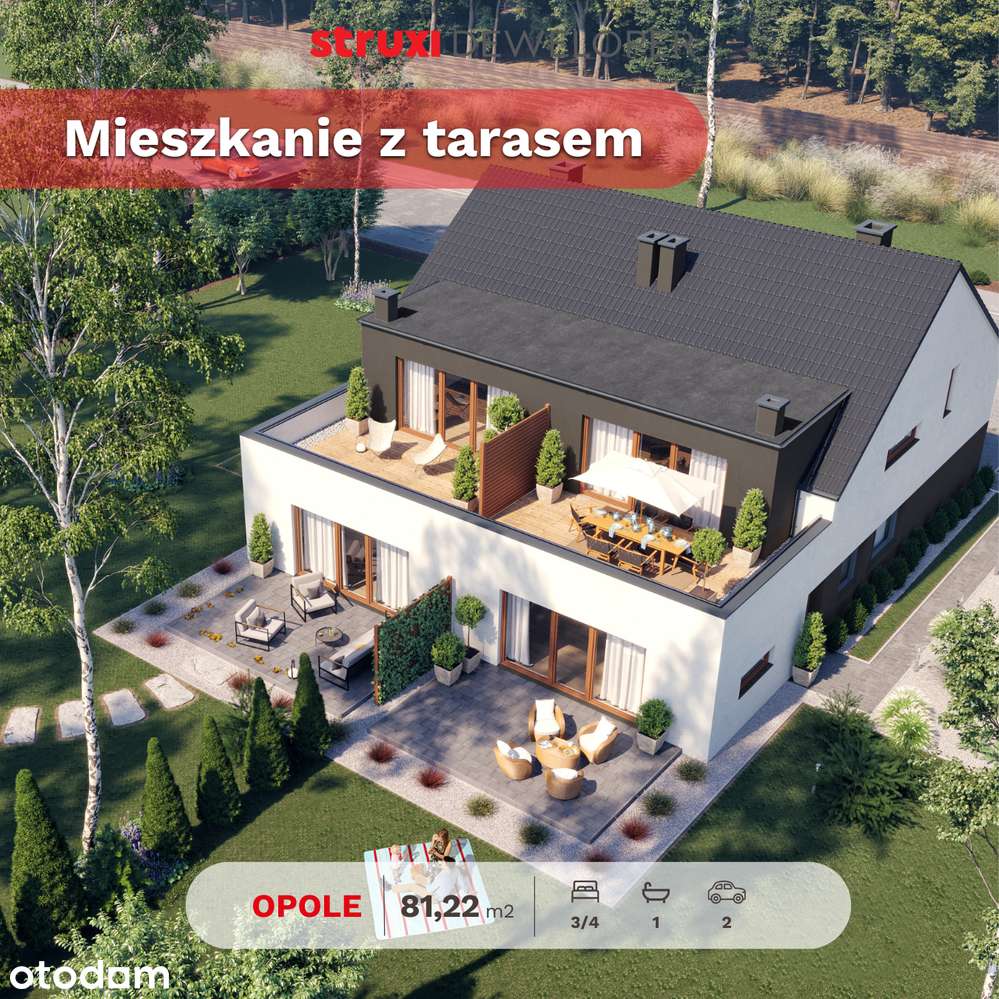 76,45 m2 z tarasem 20 m2, garażem i 1 m. parkingowe - ORW Opole