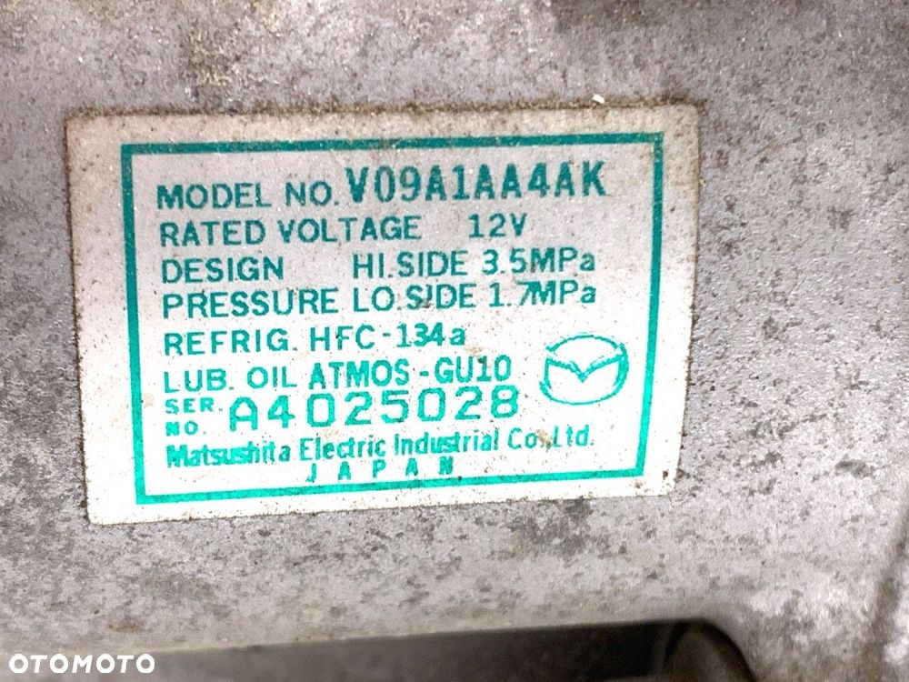 SPRĘŻARKA KLIMATYZACJI  MAZDA 2 (DE_, DH_) 2007 - 2015 1.3 (DE3FS) 63 kW [86 KM] benzyna 2007 - - 6