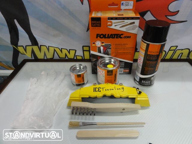 Tinta alta temperatura Foliatec de cor Amarelo Brilhante para bombas / pinças de travão, kit 3 c - 1