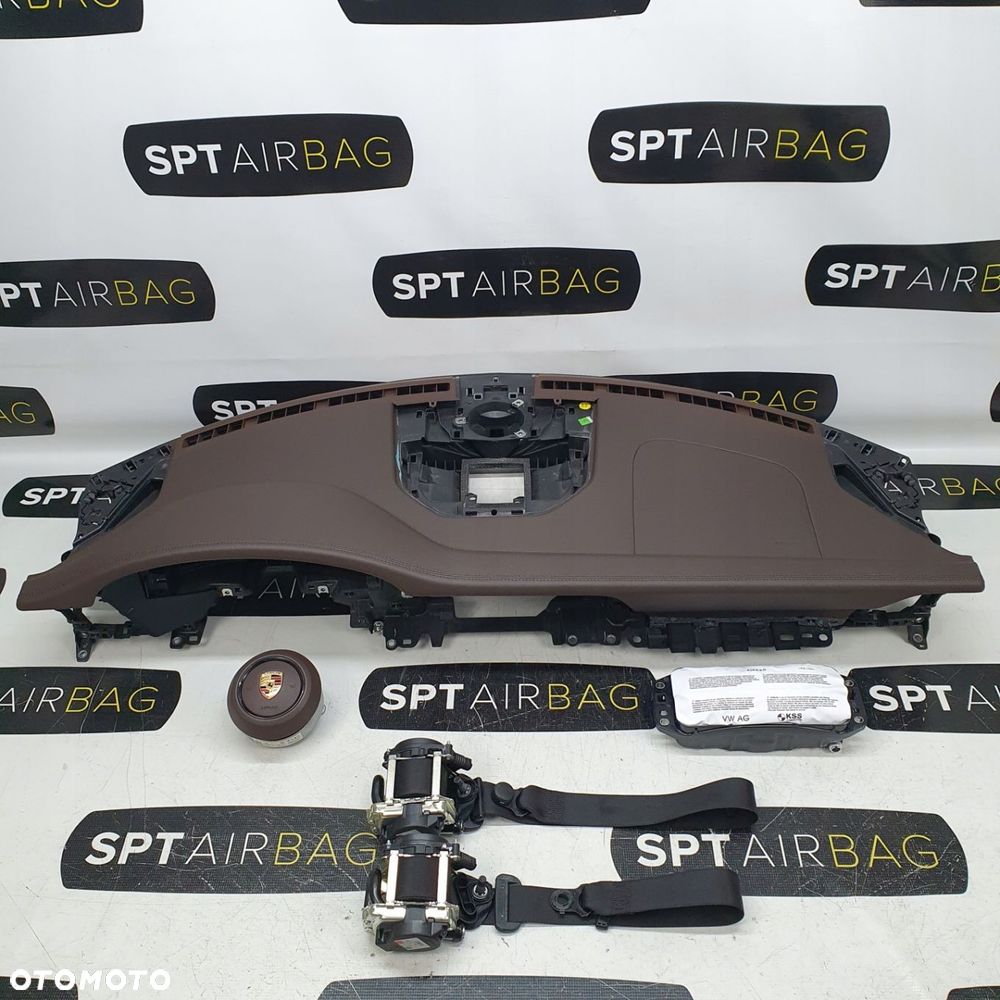 PORSCHE TARGA BRĄZ DESKA ROZDZIELCZA KONSOLA KOKPIT PULPIT PODUSZKI AIRBAG AIR BAG PASY KIT SET - 1