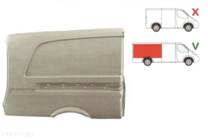 Segment reparatie aripa spate Mercedes Vito, Viano, 2004-2010, Panou lateral Partea Dreapta superioara, Spate, pana la pavilion, Model Lung / Long - 1