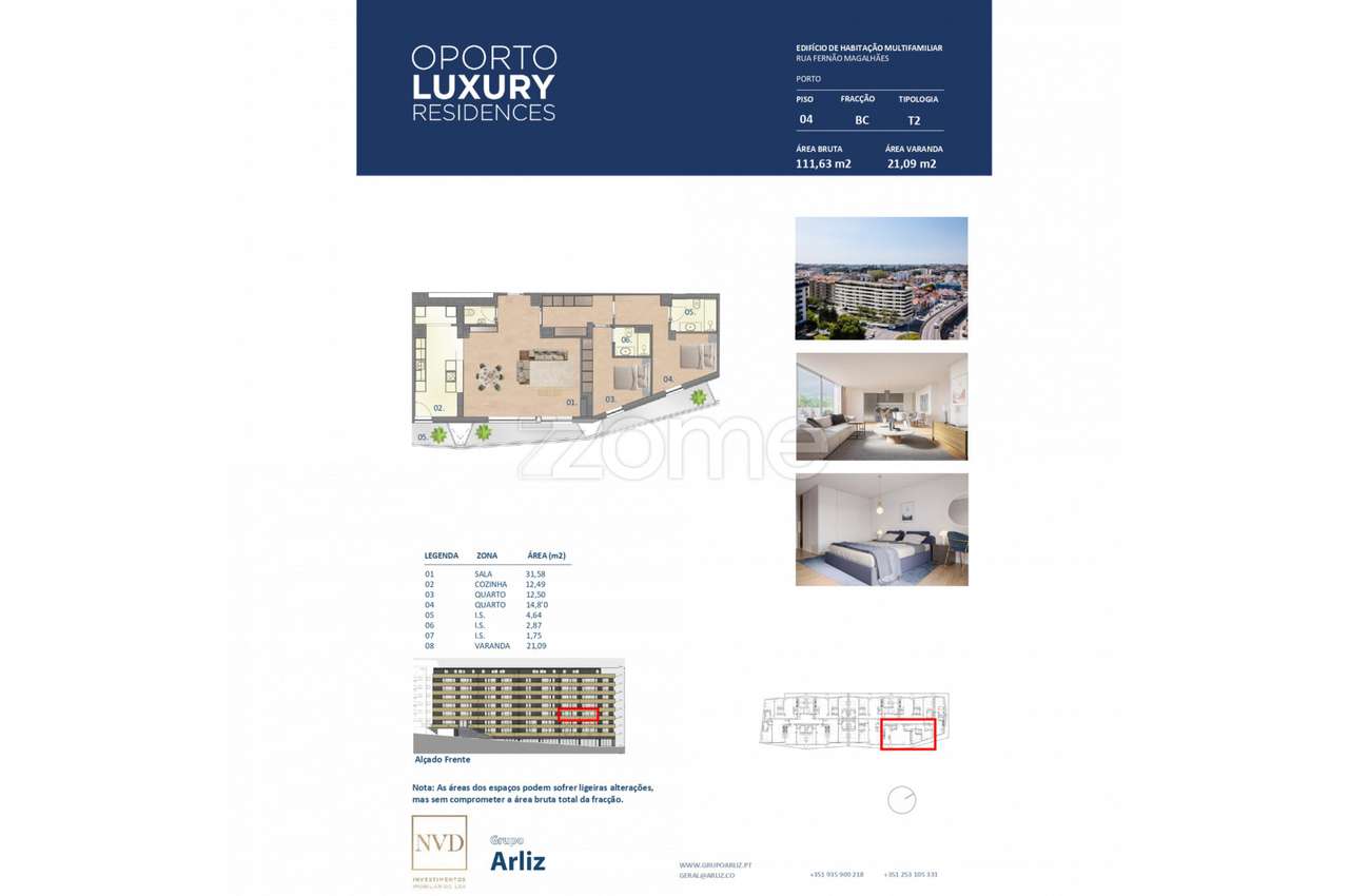 Novo empreendimento Oporto Luxury Residences - Apartamento T2 BC - Grande imagem: 2/15