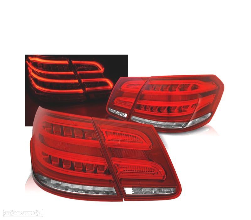 FAROLINS TRASEIROS LED DINÂMICO PARA MERCEDES W212 13-16 RED SMOKED - 1