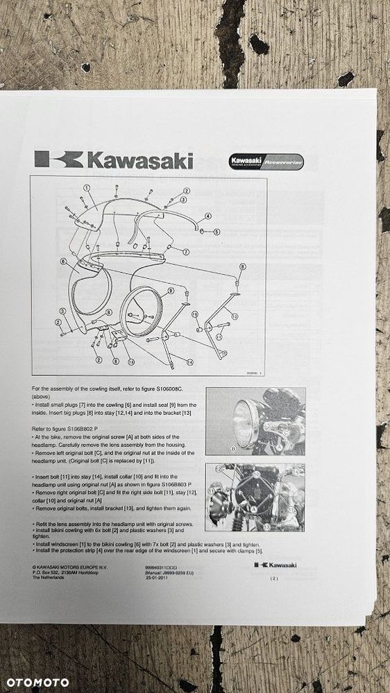 Czasza owiewka szyba stelaż Kawasaki W800 Cafe 999940311 - 16