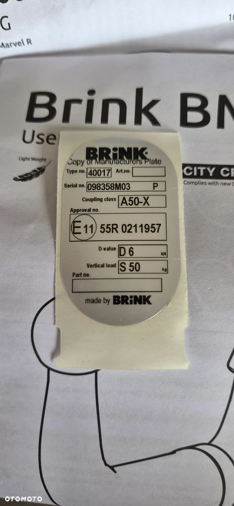 HAK HOLOWNICZY BRINK MG MARVEL R 2021- NOWY - 8
