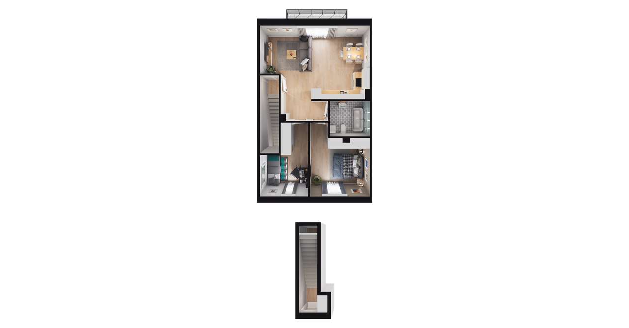 3-pokojowe mieszkanie 55m2 + balkon - Pełny obrazek: 3/12
