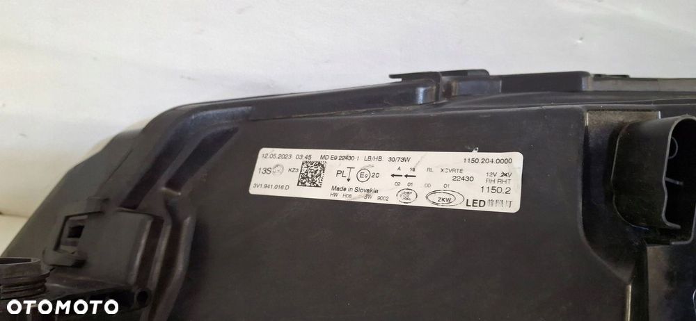 LAMPA PRZÓD PRZEDNIA PRAWA SKODA SUPERB 3 III 3V1 LIFT FULL LED 3V1941016D - 8