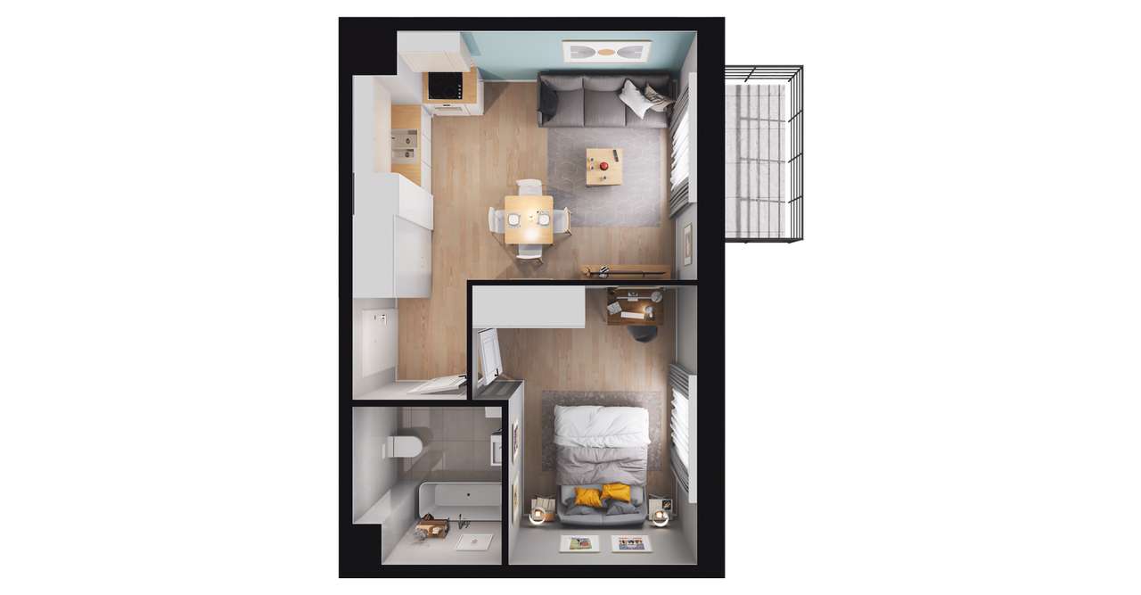 2-pokojowe mieszkanie 35m2 + balkon Bezpośrednio - Pełny obrazek: 2/12
