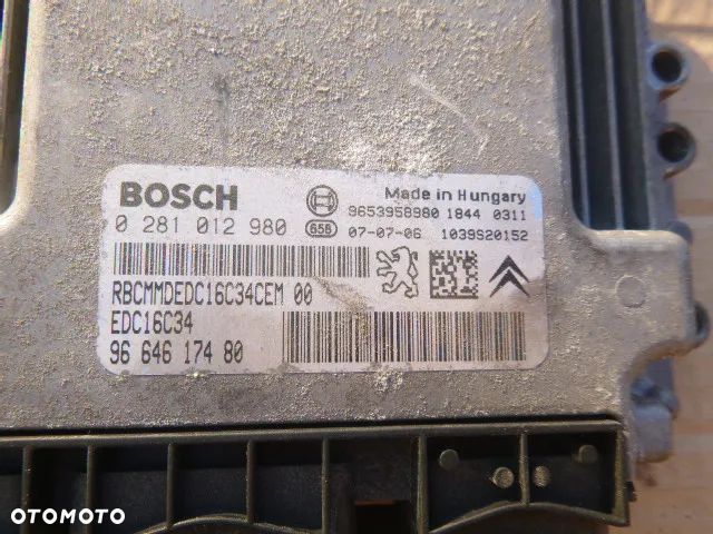 ZESTAW STARTOWY KOMPUTER STACYJKA IMMOBILIZER BSI CITROEN C4 PICASSO 1.6 HDI 0281012980 - 6