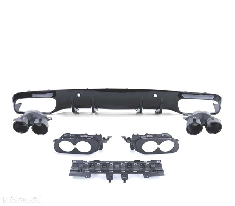 DIFUSOR MERCEDES CLASE C C205 COUPÉ 14-18 LOOK AMG PDC + PONTEIRAS DE ESCAPE PRETAS - 2