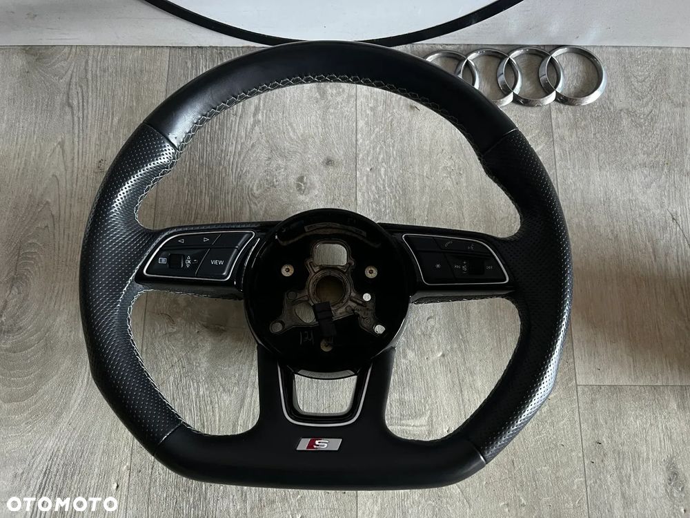 KIEROWNICA ŚCIĘTA MULTI CZARNA SKÓRA SZARA NITKA ŁOPATKI S-LINE Audi A3 S3 RS3 A4 S4 RS4 A5 S5 RS5 8W0419091GF AIRBAG 8W0880201BA - 2