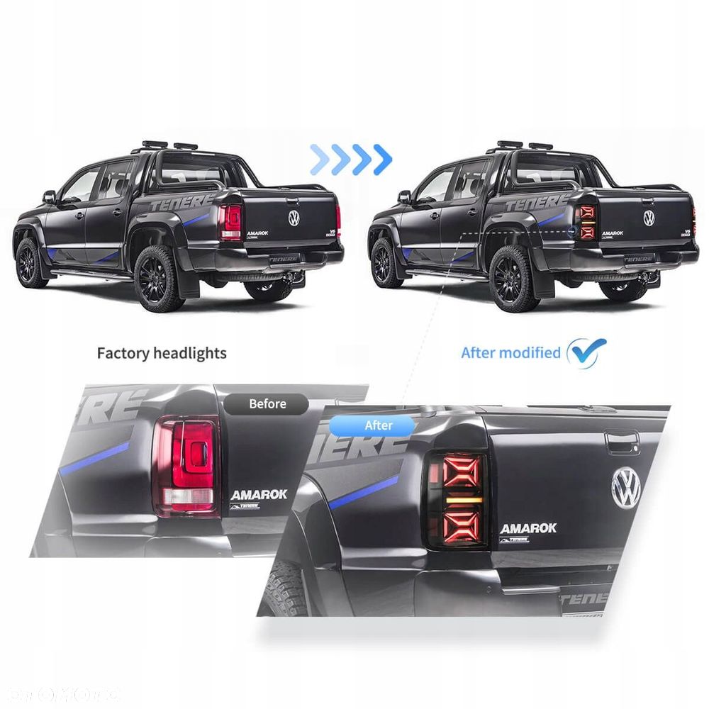 Lampy tylne kpl Vland Full Led Tuning Black Smoke VW Amarok 2h 2h1 2010-23 - 9