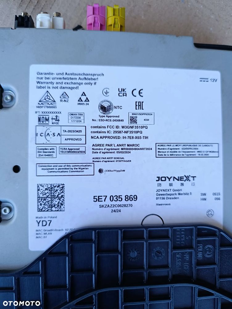 SKODA OCTAVIA IV 4 NAWIGACJA CZYTNIK 5E7035869 - 3