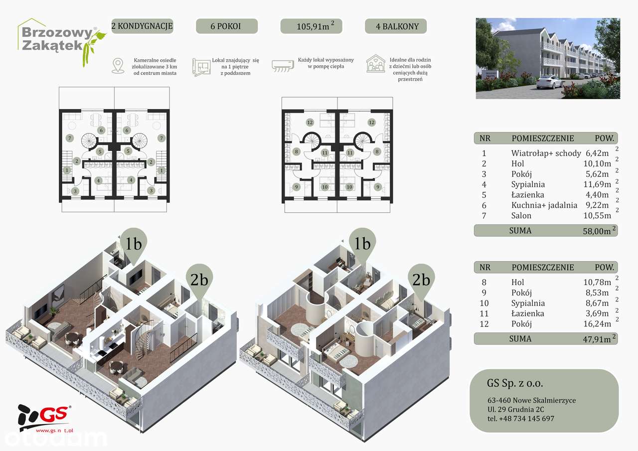 NOWOCZESNY dwupoziomowy lokal w zabudowie bliźniaczej | 4 balkony - Pełny obrazek: 5/9