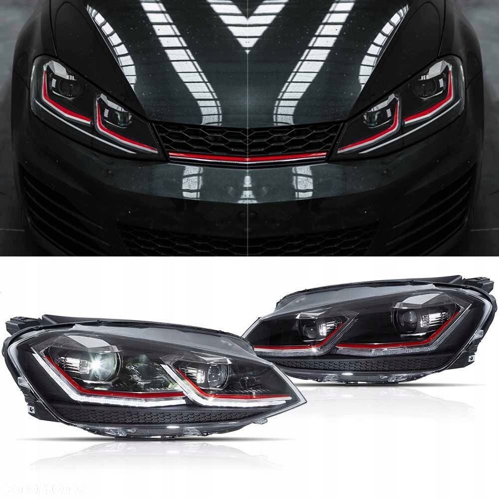Reflektory Lampy kpl Vland Led +h7 Tuning Red GTI VW Golf VII 7 5g 2012-17 - 1