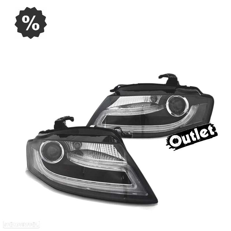 R011304C1 FARÓIS LED PARA AUDI A4 B8 08-11 XENON TRU DRL BLACK PRETO - 1