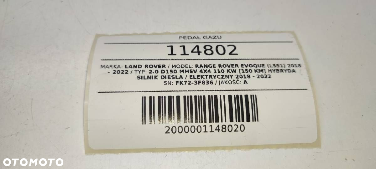 POTENCJOMETR PEDAŁ GAZU LAND RANGE ROVER EVOQUE L551 FK729F838AC - 4