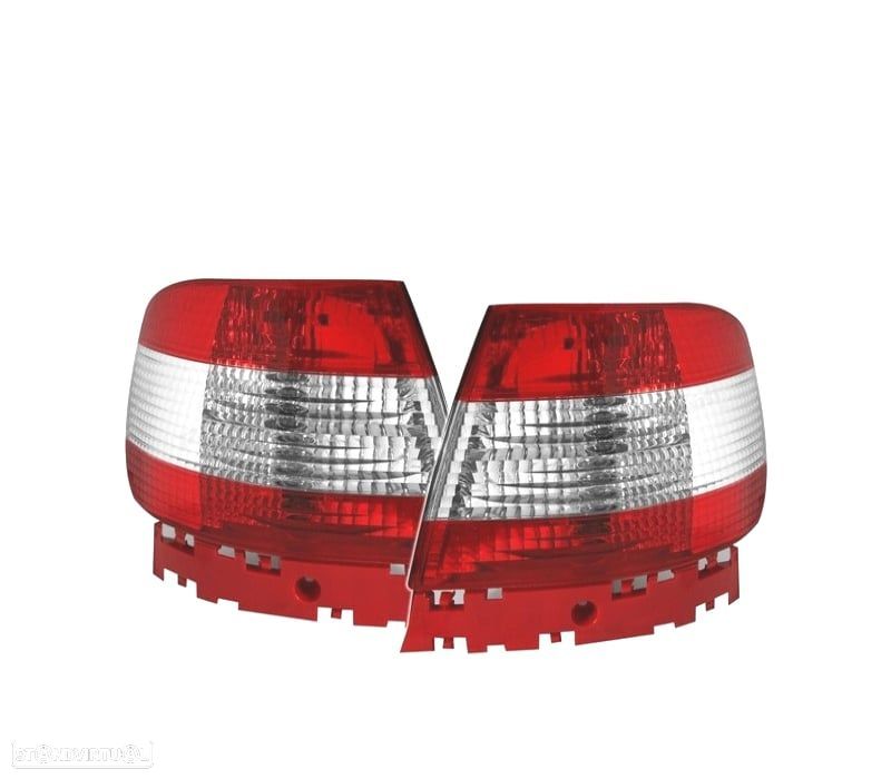FAROLINS TRASEIROS LED PARA AUDI A4 B5 VERMELHO CROMADO - 1